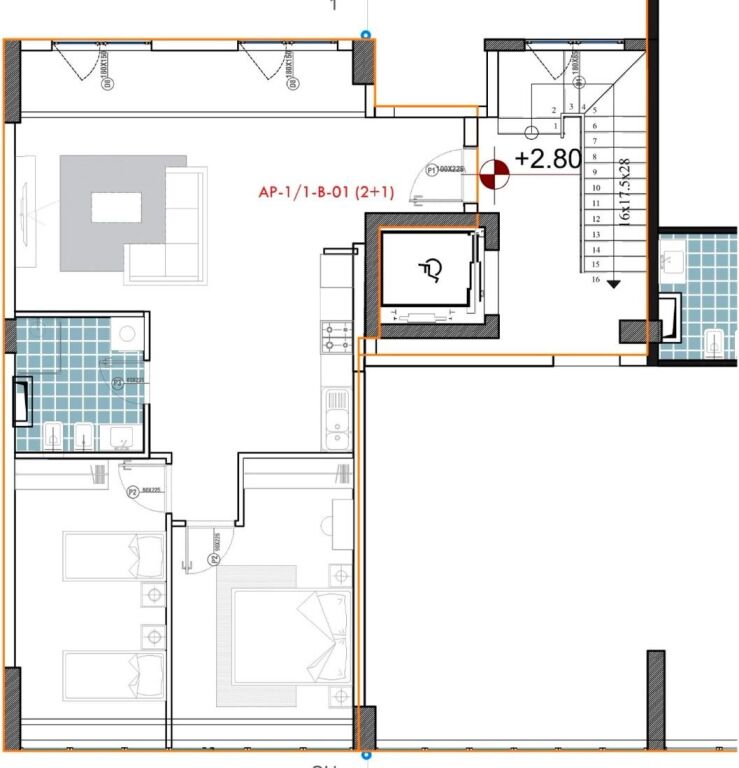 Appartamento 2+1 in vendita a 21 Dhjetori