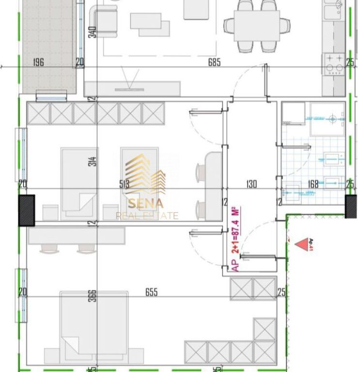 Shitet, Apartament 2+1+BLK, Paskuqan – “Albulena” Residence, 15.000.000 Leke