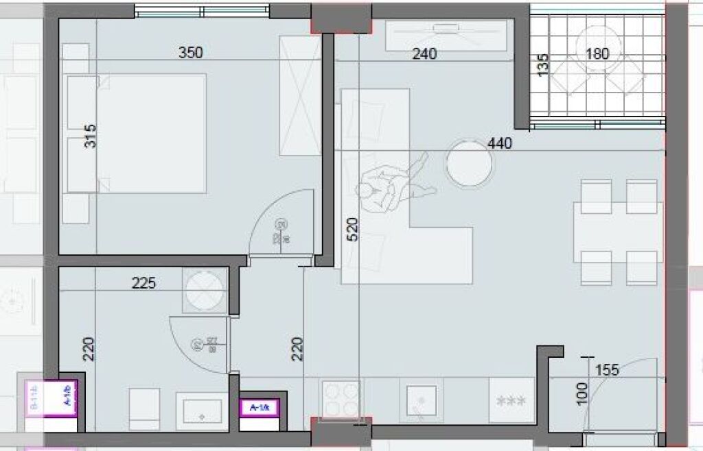SHITET APARTAMENT 1+1 NE GOLEM 350M LARG DETIT