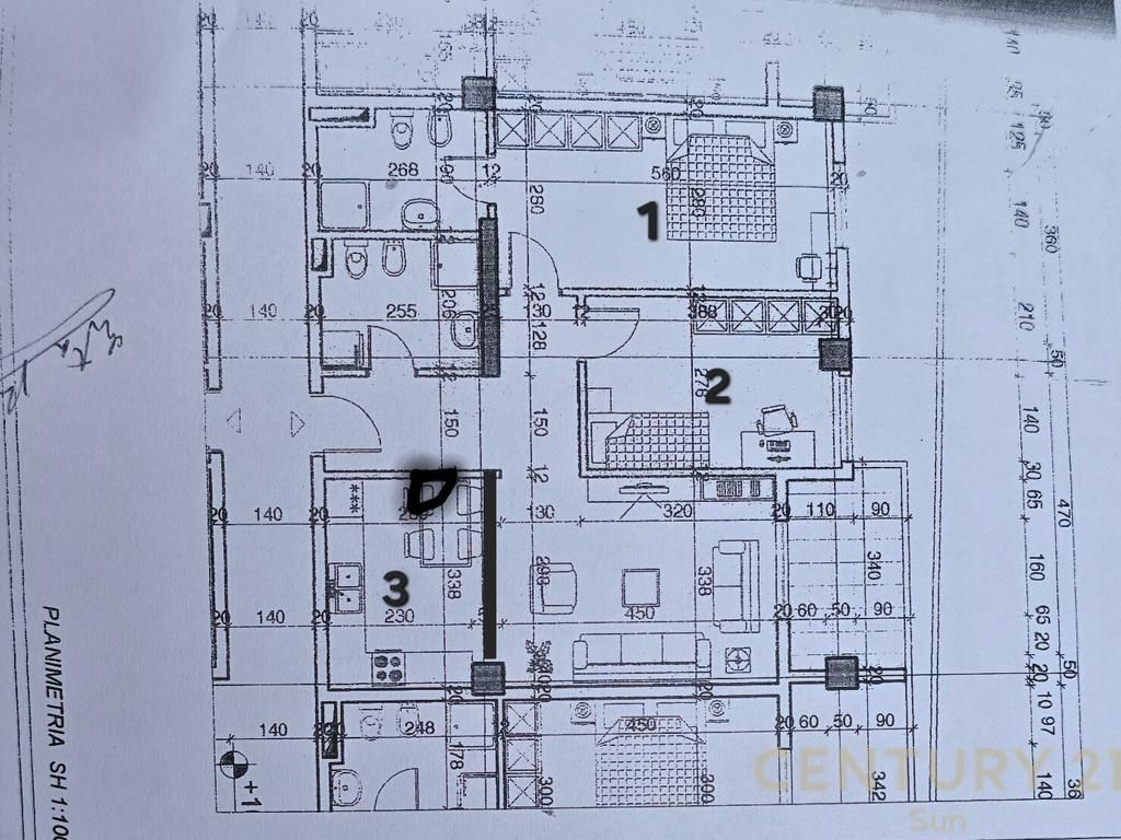 Apartamemt 2+1( i konvertuar ne 3+1) per shitje ne Yzberisht