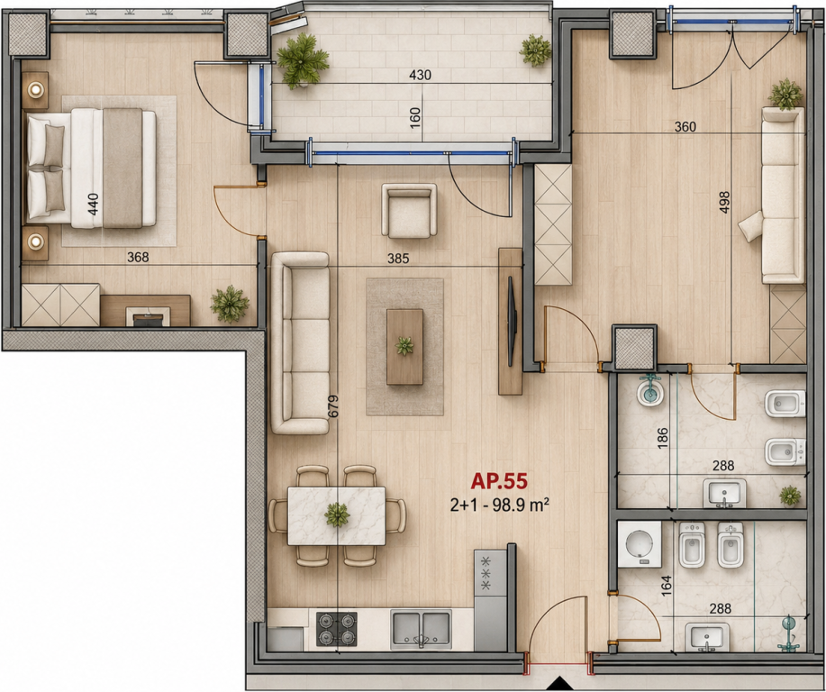 Apartament per shitje 2+1+2 ne Don bosko