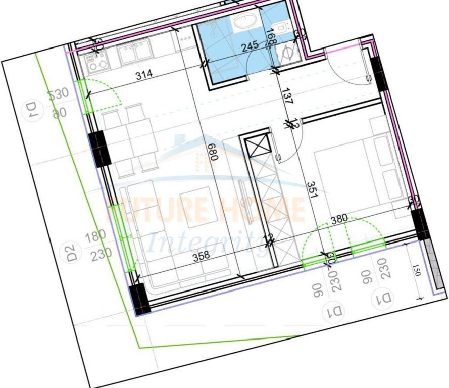For sale, Apartment 1+1, Kodra e Diellit Residence 2, Tirana.