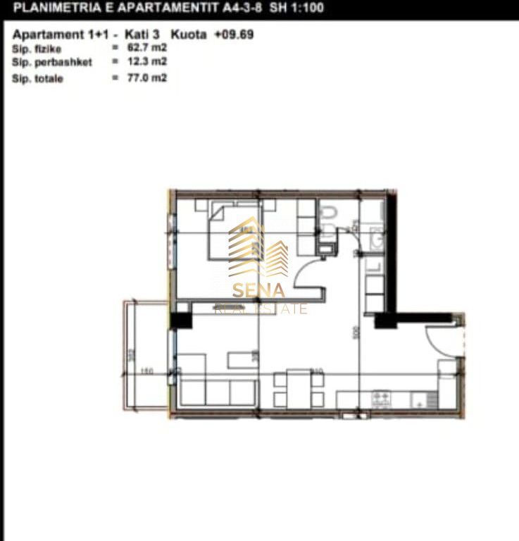 Shitet, Apartament 1+1+BLK, Paskuqan – “Aluna” Residence, 92.400 Euro