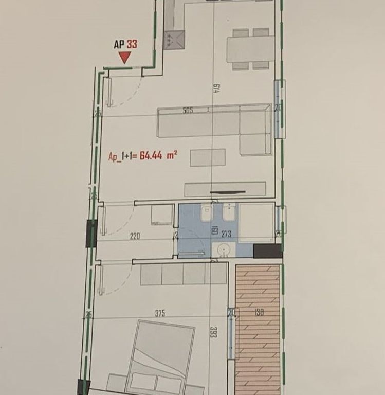 APARTMENT 1+1 FOR SALE IN PASKUQAN 93,000 € 1,250 Lekë
