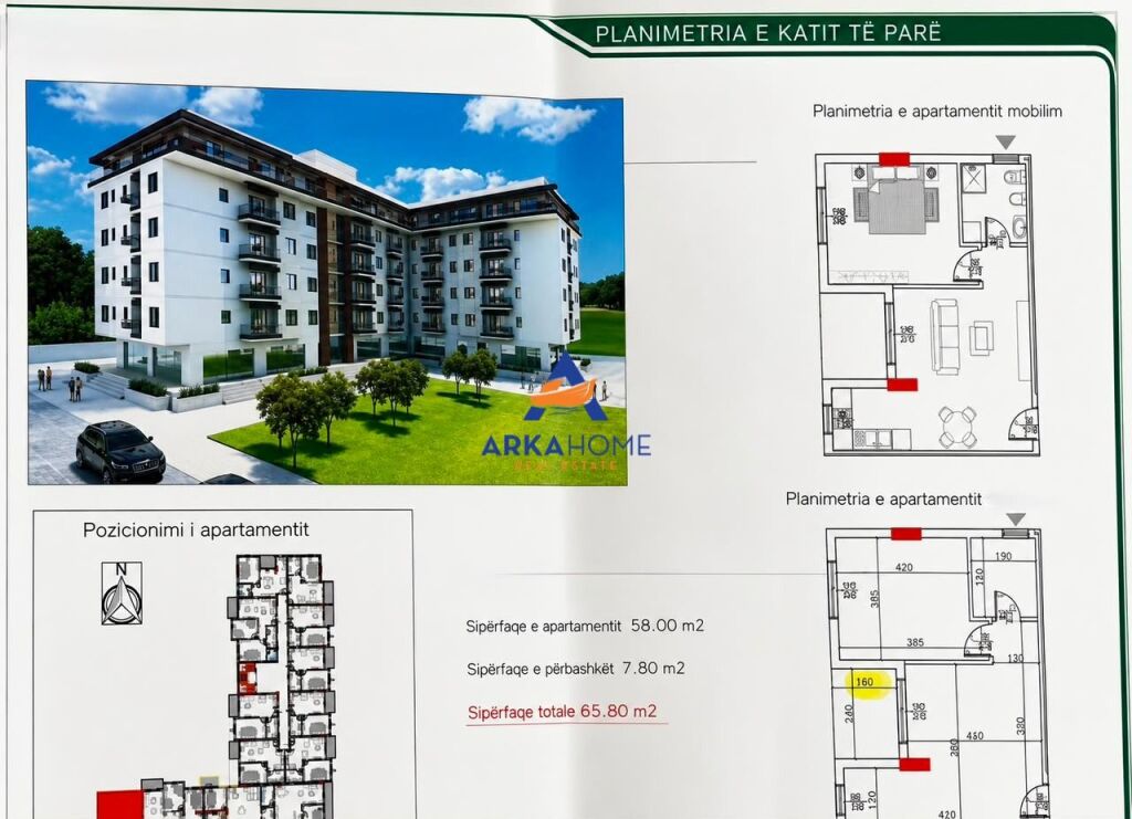 SHITET APARTAMENT 1+1+BALLKON "PRANE GRAND BLUE FAFA RESORT,GOLEM" 65.800 EURO