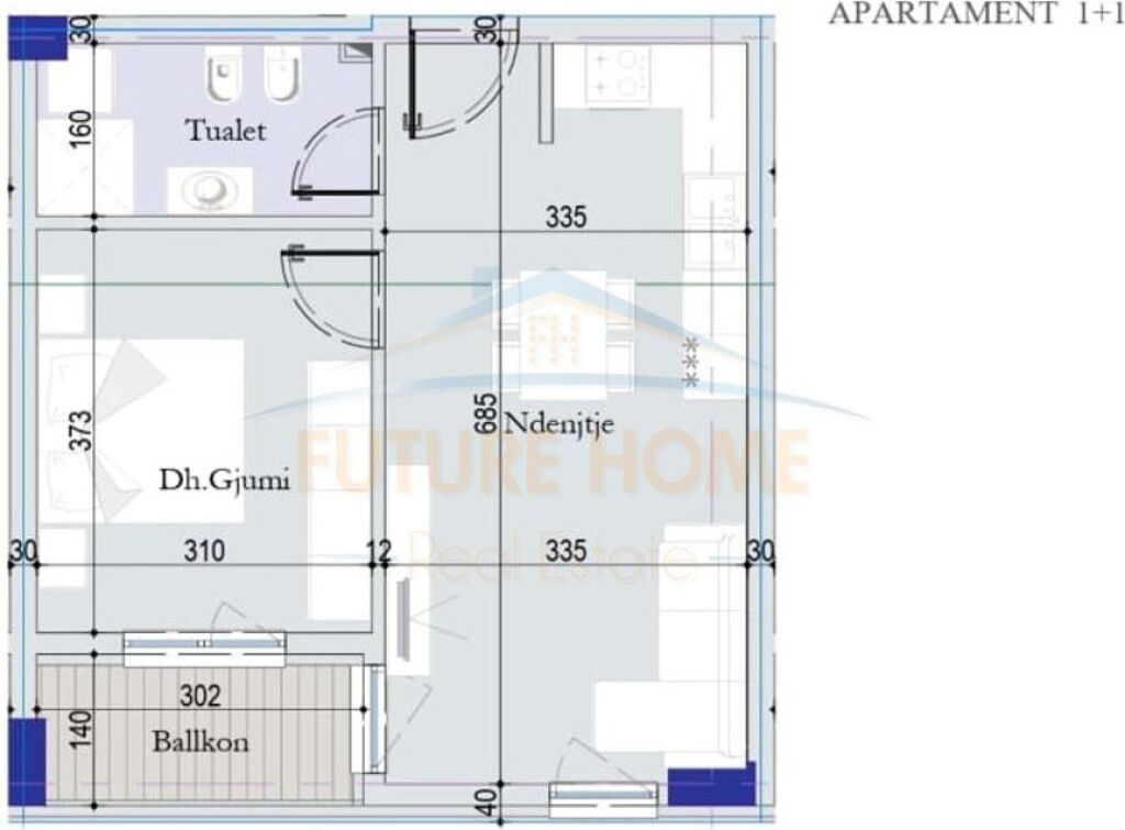 For sale, Apartment 1+1, Tirana Entry 2, Tirana.