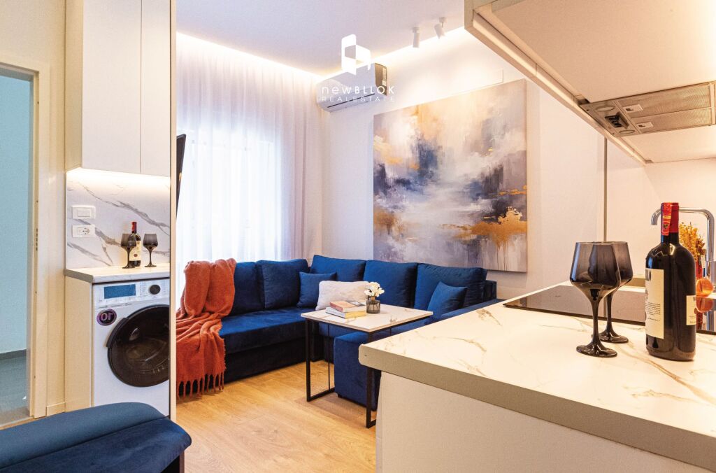 🏠 IN AFFITTO: Appartamento 1+1 📍Ali Demi (Residenza MANGALEM) – 40.000 Lek/Mese – Anno di Costruzione: 2022 – 4° Piano – 39 m² – Arredato da un Architetto 🔥