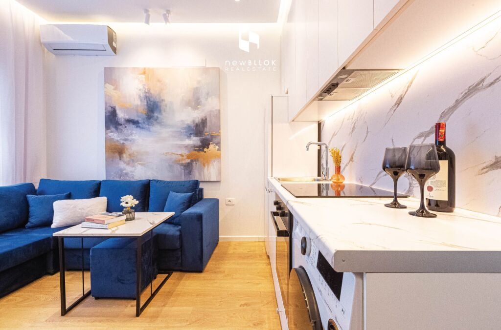 🏠 IN AFFITTO: Appartamento 1+1 📍Ali Demi (Residenza MANGALEM) – 40.000 Lek/Mese – Anno di Costruzione: 2022 – 4° Piano – 39 m² – Arredato da un Architetto 🔥