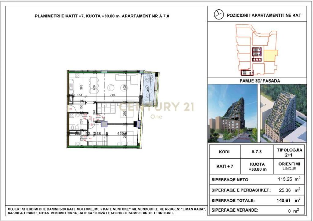 SHITET APARTAMENT 2+1 TEK KOMPLEKSI OLIPMIK 435,000 €