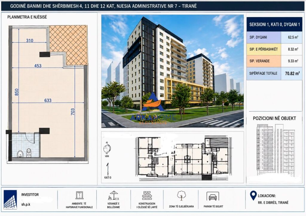 SHITET NJËSI BIZNESI "FUSHA E AVIACIONIT" TIRANË 70.82 M² 15.500.000 LEK