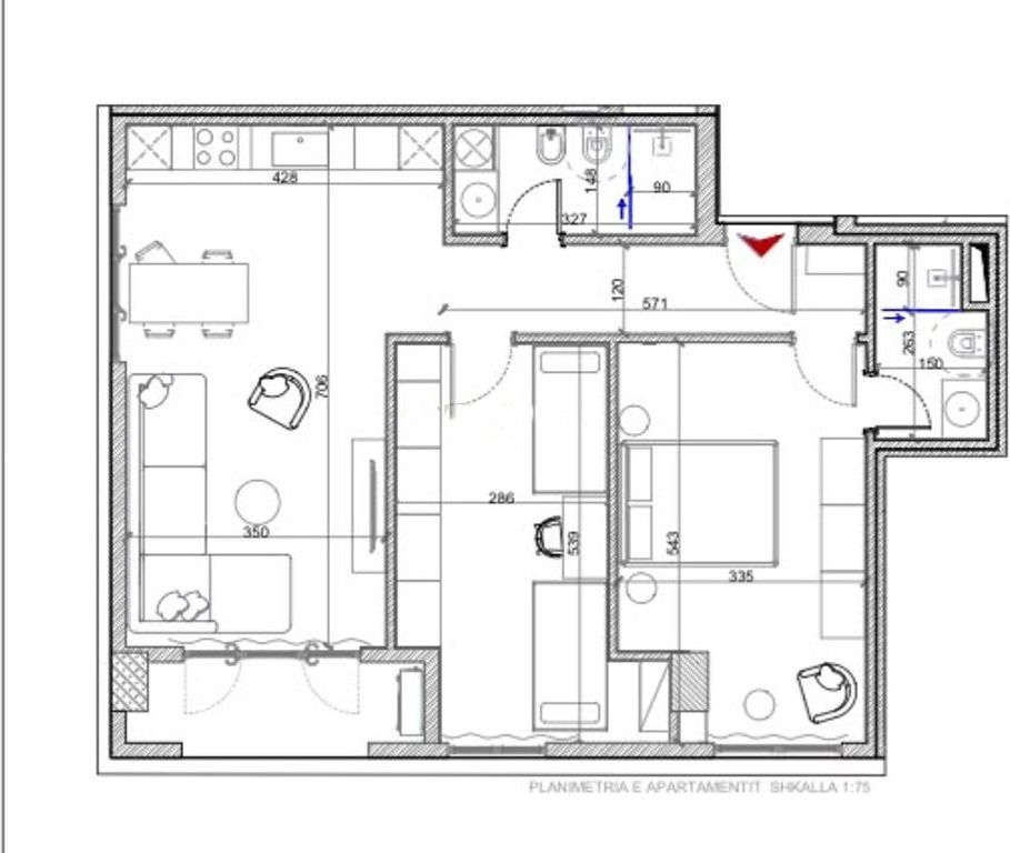 Shitet Apartament 2+1+2 në Rezidencën Splendor, Porcelan 185,800 €