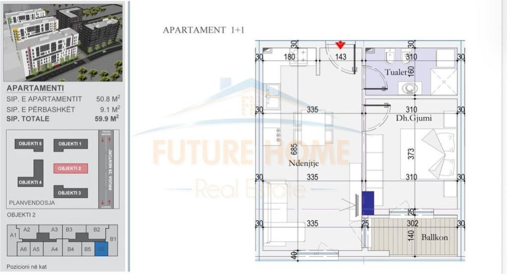 Disponojmë Apartament për shitje 1+1, Tirana Entry 2, Tiranë.