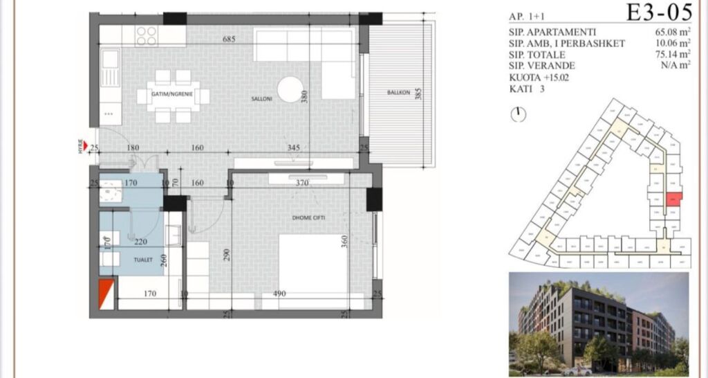 SHITET APARTAMENT 1+1 NË PASKUQAN,TIRANË
