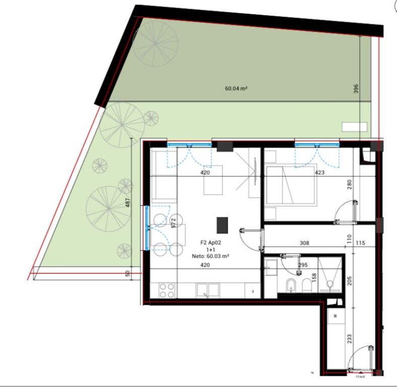 Shitet apartament 1+1 me oborr ne Square Village ,Dhermi