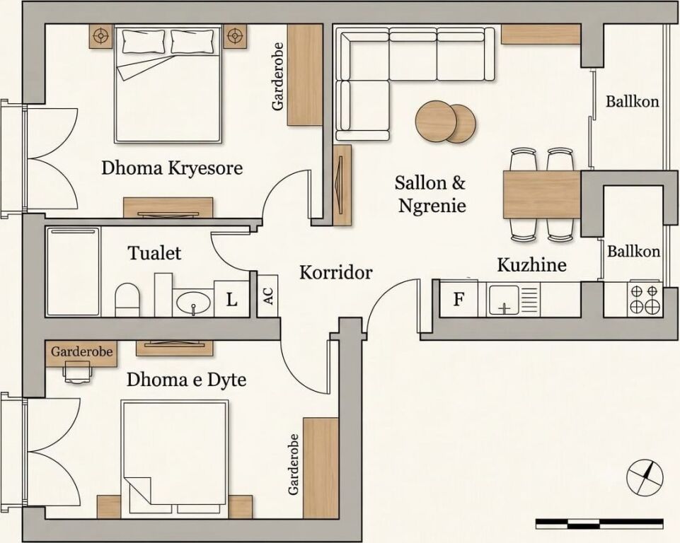 Apartment 2+1 for Sale – Brryl, Tirana