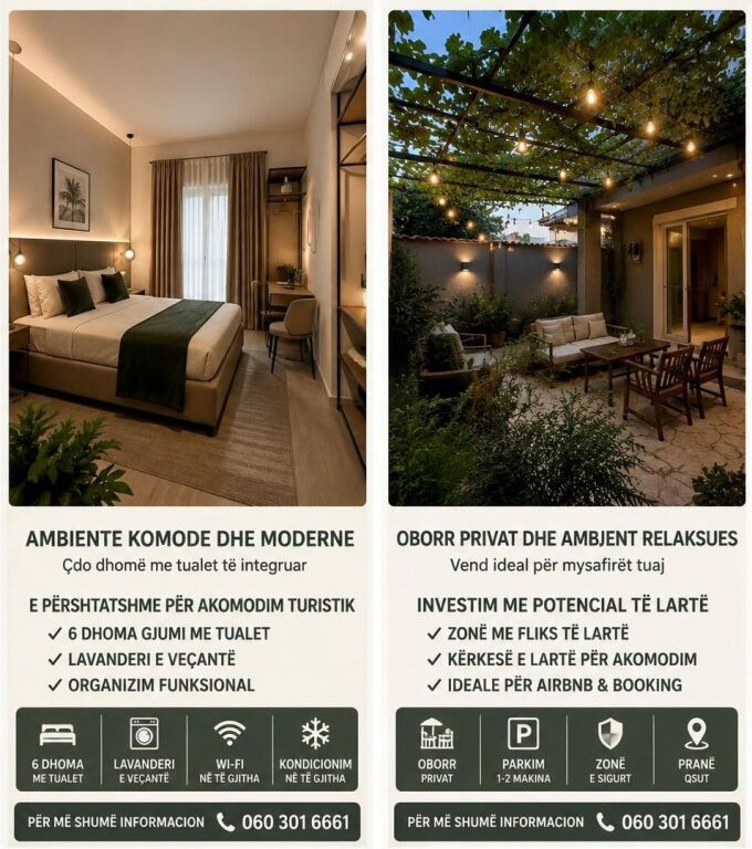 🏢 2-STORY BUILDING WITH YARD FOR SALE | DIBRËS STREET – NEAR QSUT 🔥IDEAL FOR Boutique Hotel /Airbnb / Booking Apartments
