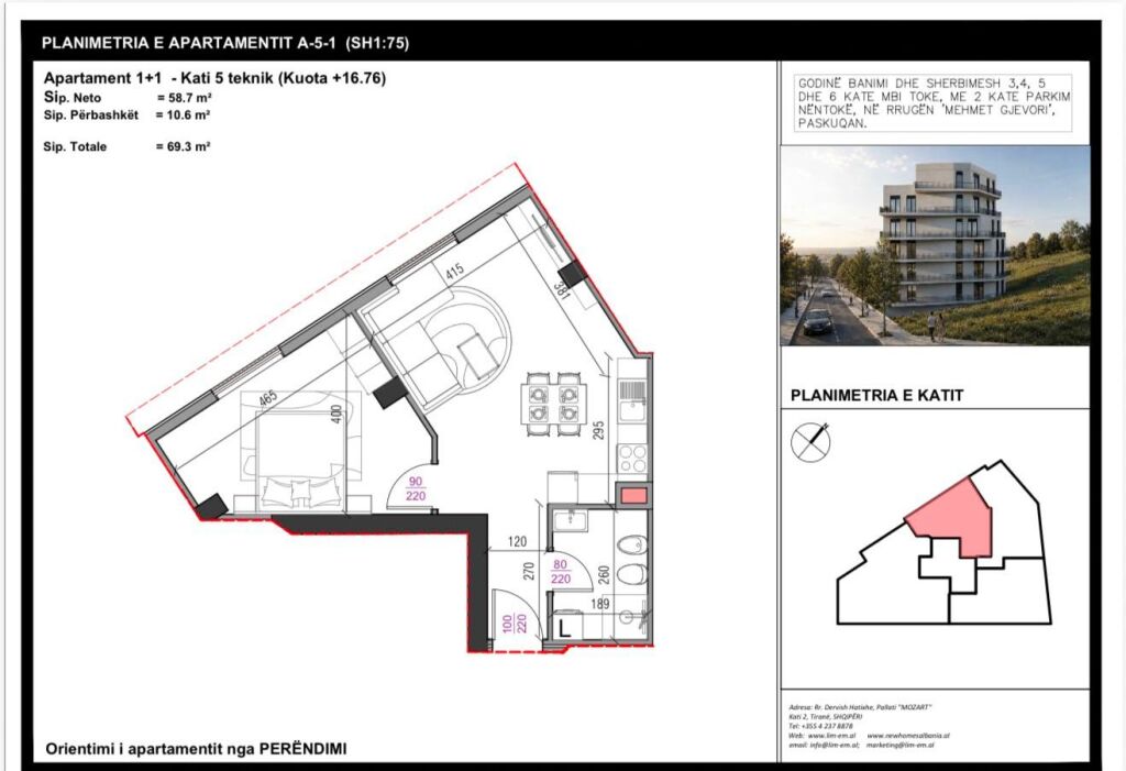 Apartament 1+1 për Shitje Paskuqan 76.230 €