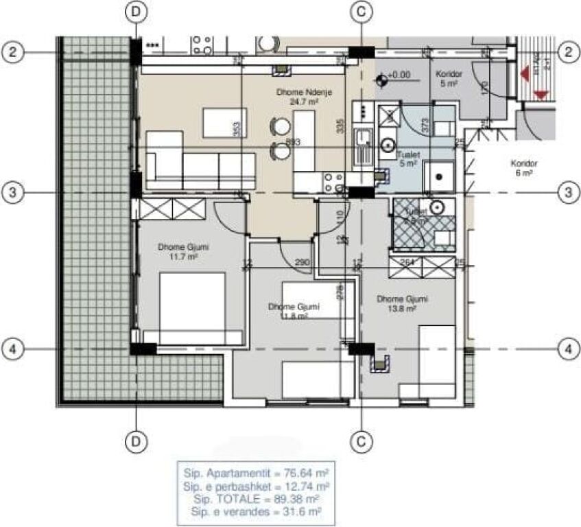 Appartamento 3+1 Con Cortile In Vendita A Porto Lalëzi,