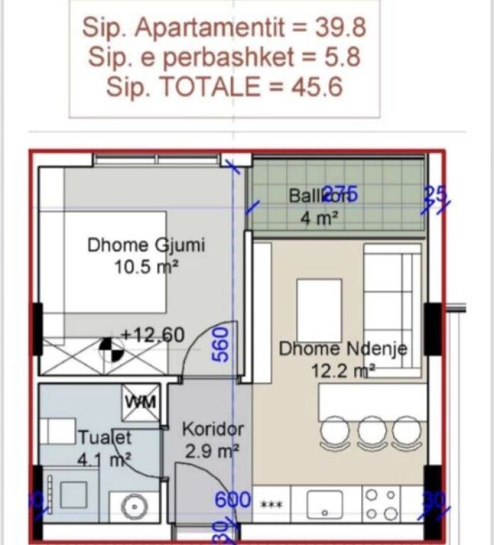 Apartament 1+1 Në Shitje Në Porto Lalëzi