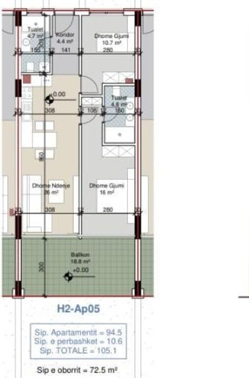 Appartamento 2+1 Con Cortile In Vendita A Porto Lalëzi