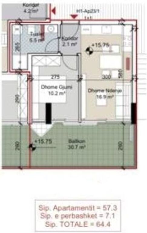 Apartament 1+1 Në Shitje Në Porto Lalëzi