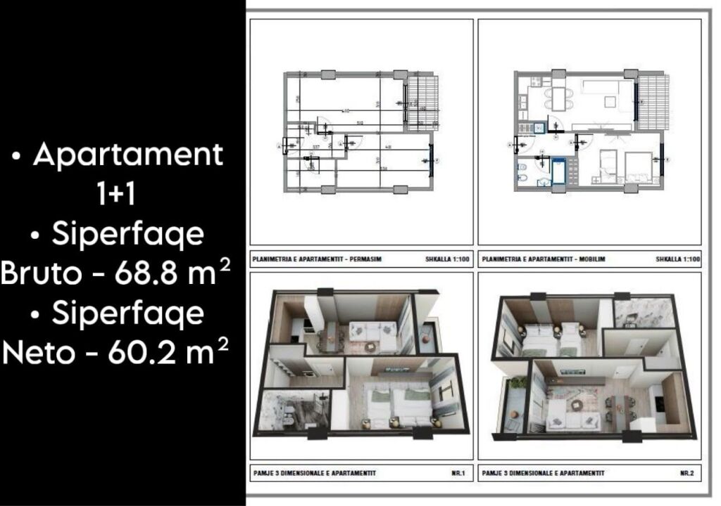 Apartament ne shitje 1+1 ne Qerret te Kavajes