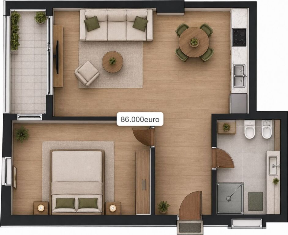 🏡 APPARTAMENTO 1+1 IN VENDITA  📍 FOREST RESIDENCE📍 Shkozë, vicino alla Grande Anello