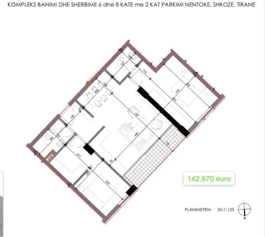 Appartamento 2+1 in Vendita Forest Residence, Shkozë, Tirana