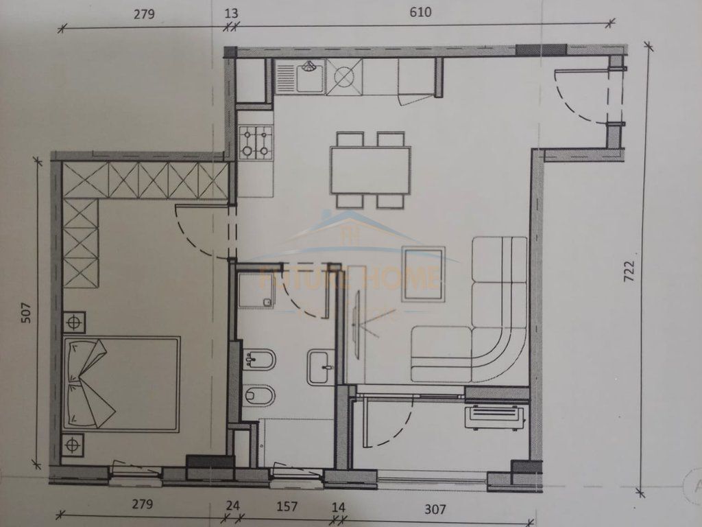 SHITET APARTAMENT 1+1 KOMPLEKSI KAIMI,ALI DEM