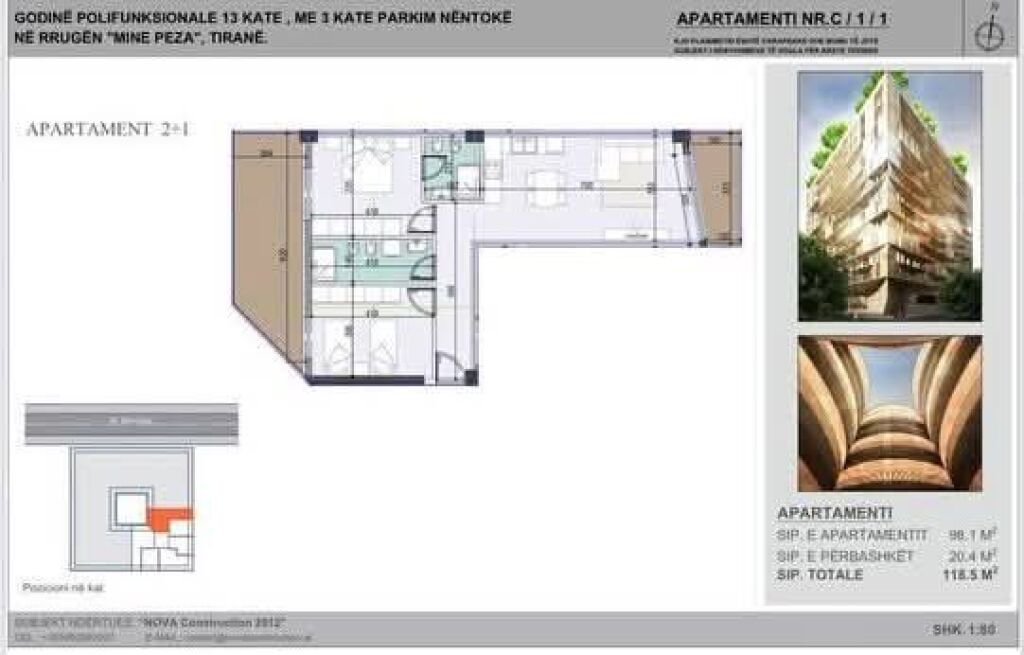 ME QERA APARTAMENT 2+1+2 PER ZYRA OSE BANIM - RR. E DURRESIT, TIRANE