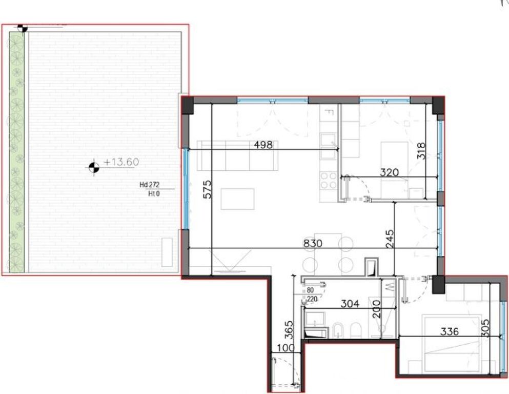 SHITET APARTAMENT 2+1 ME VERANDE TEK VILLAGE SQUARE