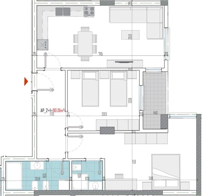 Apartment 2+1+2 for Sale - Kamëz, Liria Street