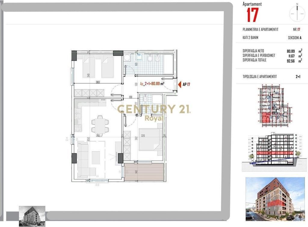 OKAZION! 1050 EURO/M2-APARTAMENT 2+1+2 PËR SHITJE NË PASKUQAN PLUS POST PARKIMI 112,200 €