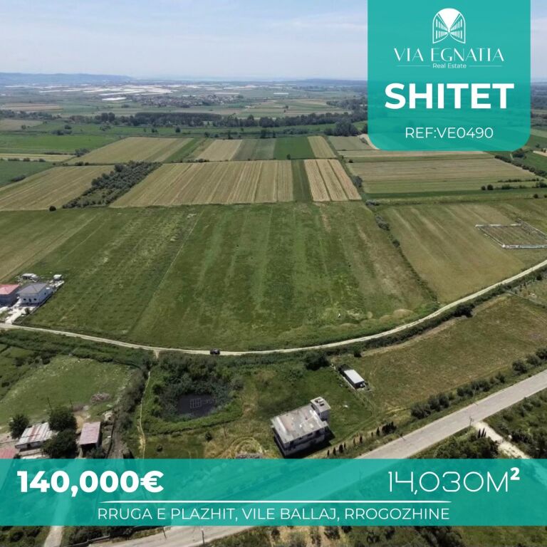 SHITET TOKË 14,030m², VILË BALLAJ, RROGOZHINË