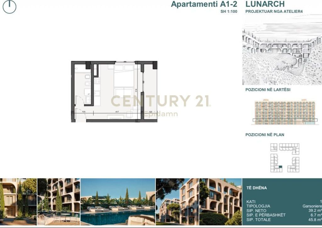 EXCLUSIVE ! Garsoniere për shitje në Lunarch Residence Mali i Robit ! 45,800 €