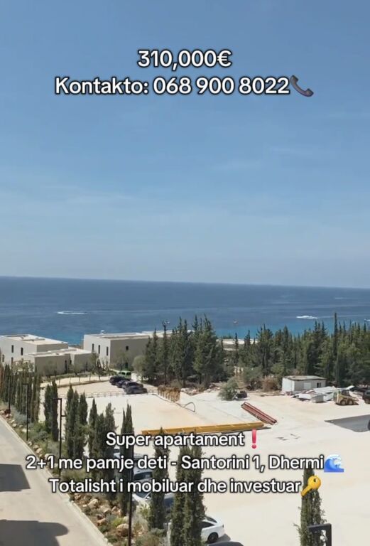 Appartamento 2+1 completamente arredato in vendita a Santorini 1, Dhermi, Palase, Vlore, Himare, Drimadhe, Drymades