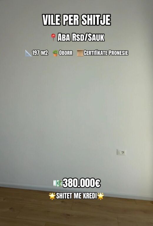Shitet vile 3 kateshe tek Rezidenca Abba , Sauk , Farke , Liqeni i Farkes .