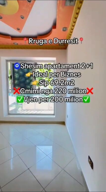 Shitet apartament 2+1 tek Rruga e Durresit , ne fillim , Zogu i Zi , Rruga Mine Peza .