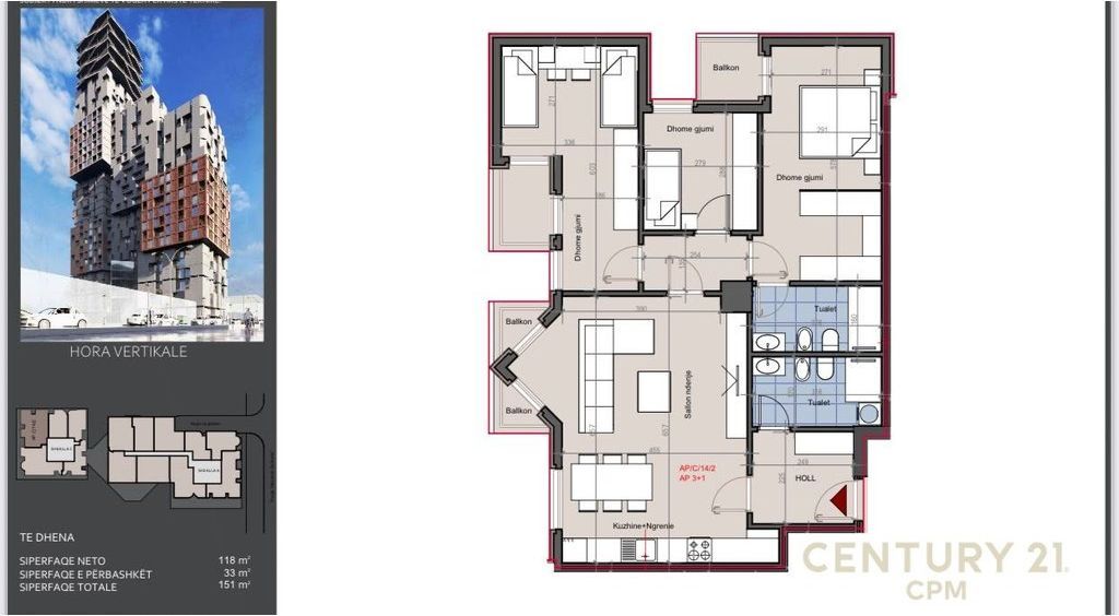 HORA VERTIKALE SHESIM APARTAMENT 3+1+2