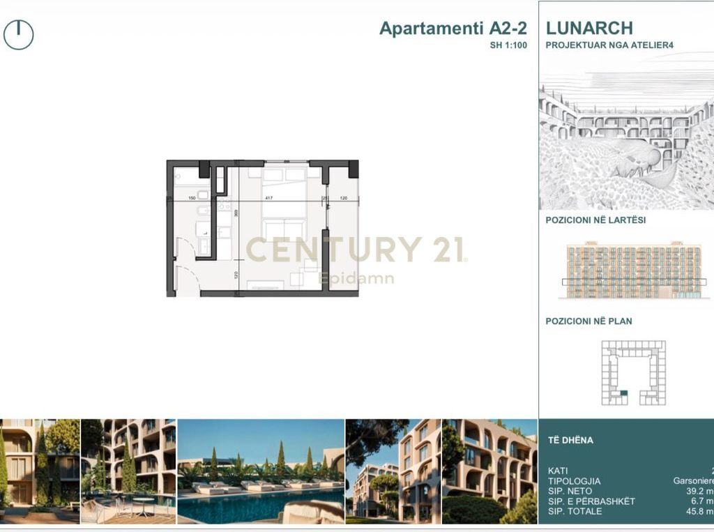 ESCLUSIVO! Studio in vendita presso Lunarch Residence Mali i Robit!