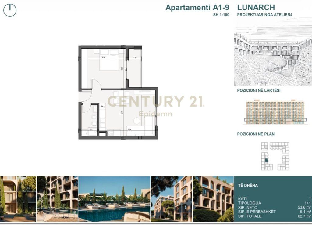 EXCLUSIVE! 1+1 Apartment for sale in Lunarch Residence Mali i Robit!