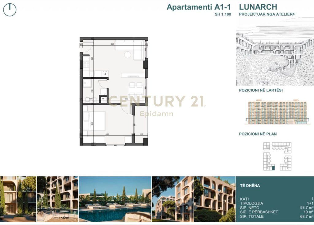 EXCLUSIVE ! Apartament 1+1 për shitje në Lunarch Residence Mali i Robit !