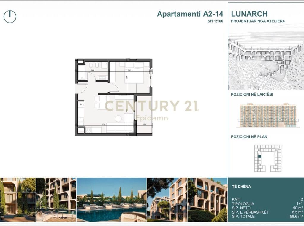 EXCLUSIVE ! Apartment 1+1 for sale in Lunarch Residence Mali i Robit !