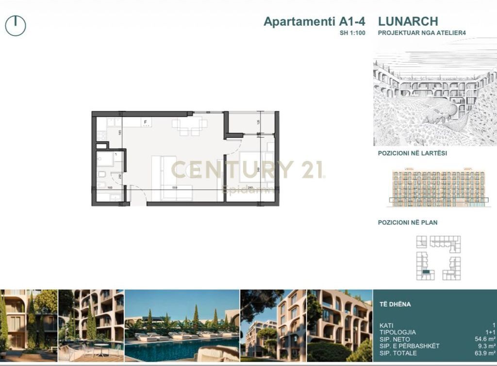 EXCLUSIVE ! Apartament 1+1 për shitje në Lunarch Residence Mali i Robit !