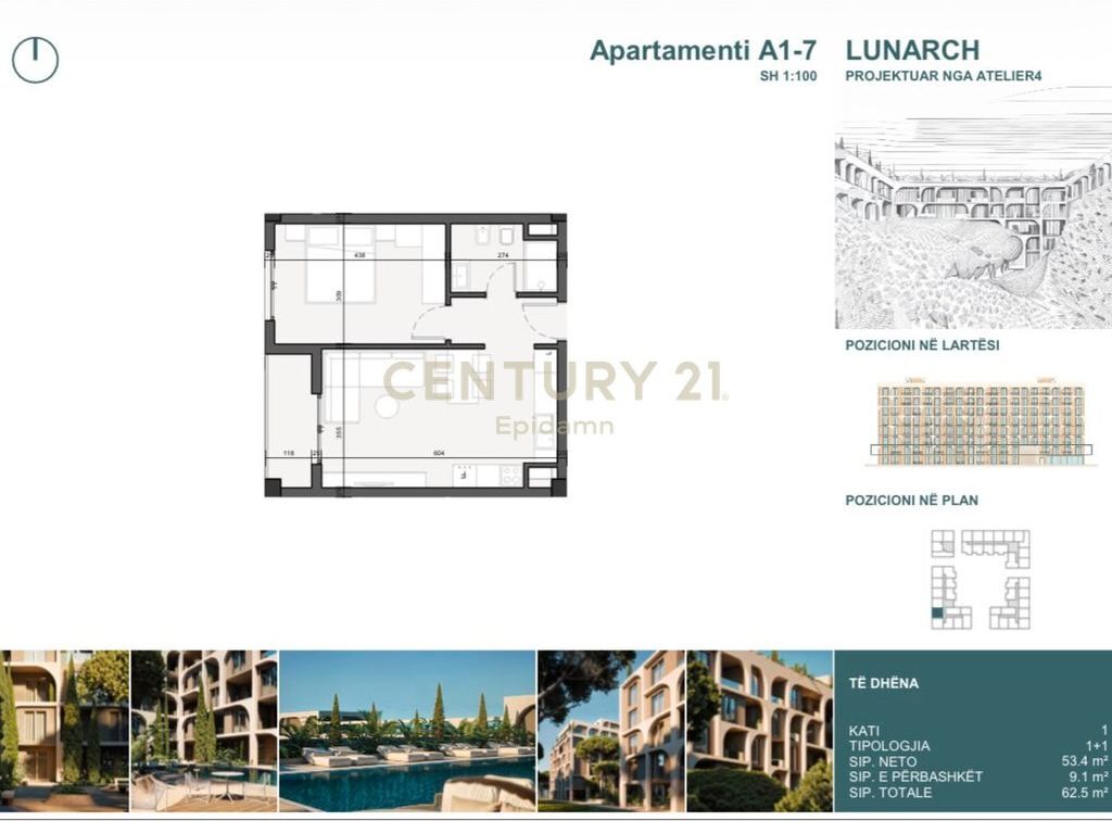 EXCLUSIVE ! 1+1 Apartment for sale in Lunarch Residence Mali i Robit !