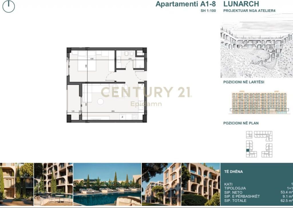 ESCLUSIVO ! Appartamento 1+1 in vendita a Lunarch Residence Mali i Robit !