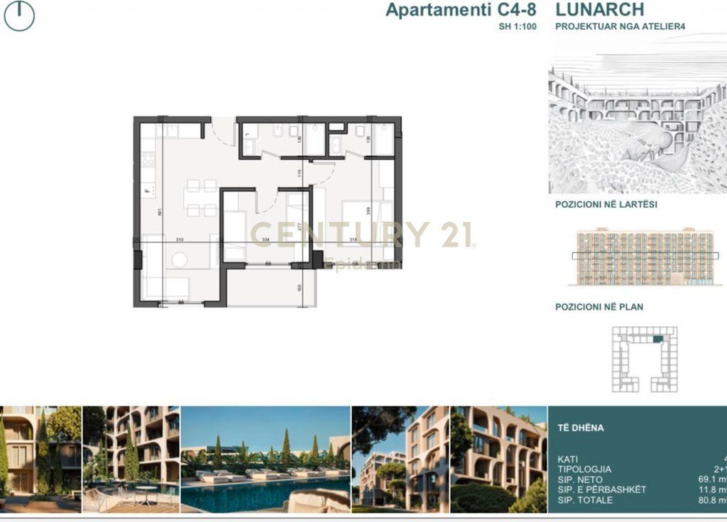 EXCLUSIVE ! Apartament 2+1 për shitje në Lunarch Residence Mali i Robit ! 88,880 €