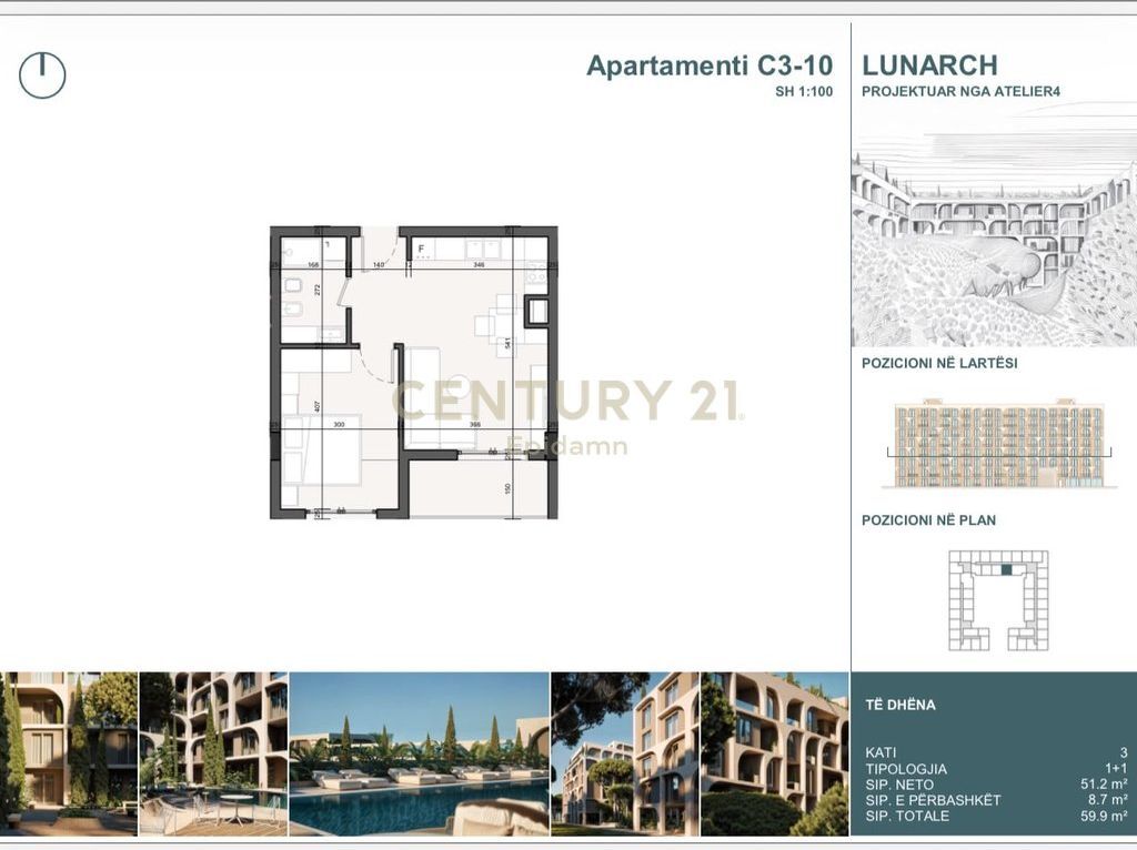 EXCLUSIVE ! Apartament 1+1 për shitje në Lunarch Residence Mali i Robit !