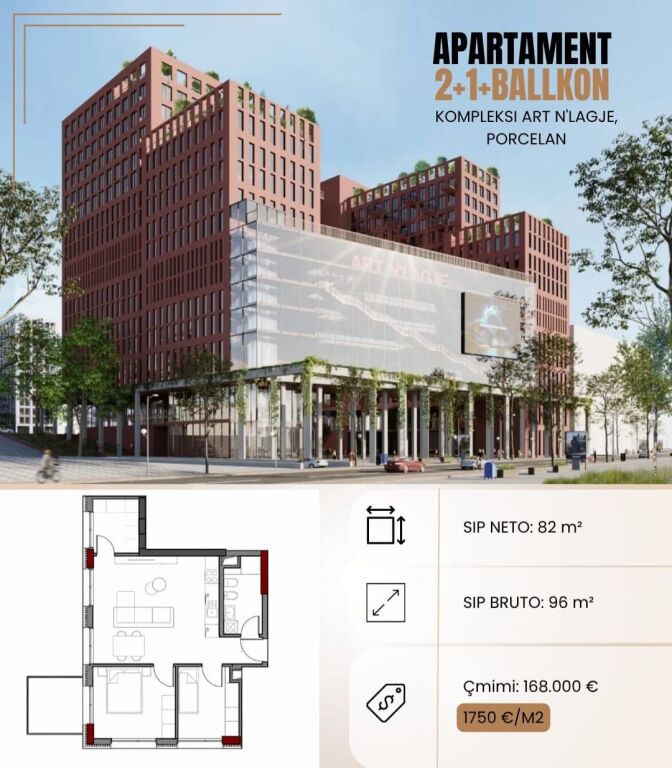 Shitet apartament 2+1+Ballkon tek Kompleksi Art N'Lagje , Porcelan , Kinostudio , Xhamlliku , Oxhaku .