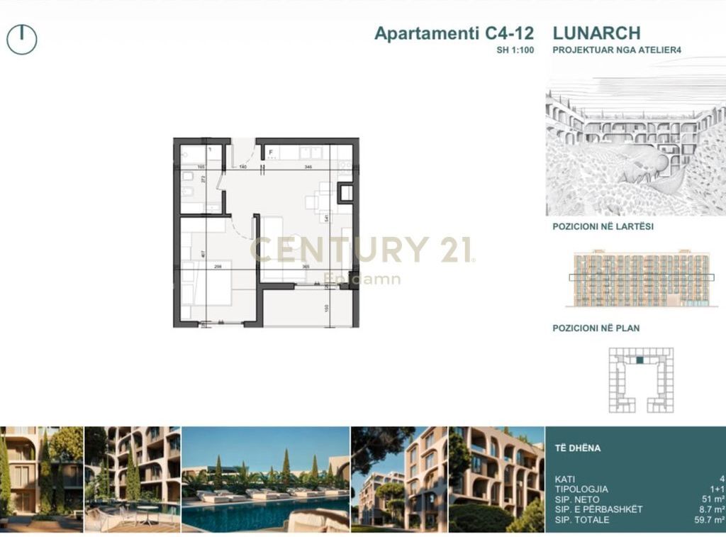 EXCLUSIVE ! Apartament 1+1 për shitje në Lunarch Residence Mali i Robit !